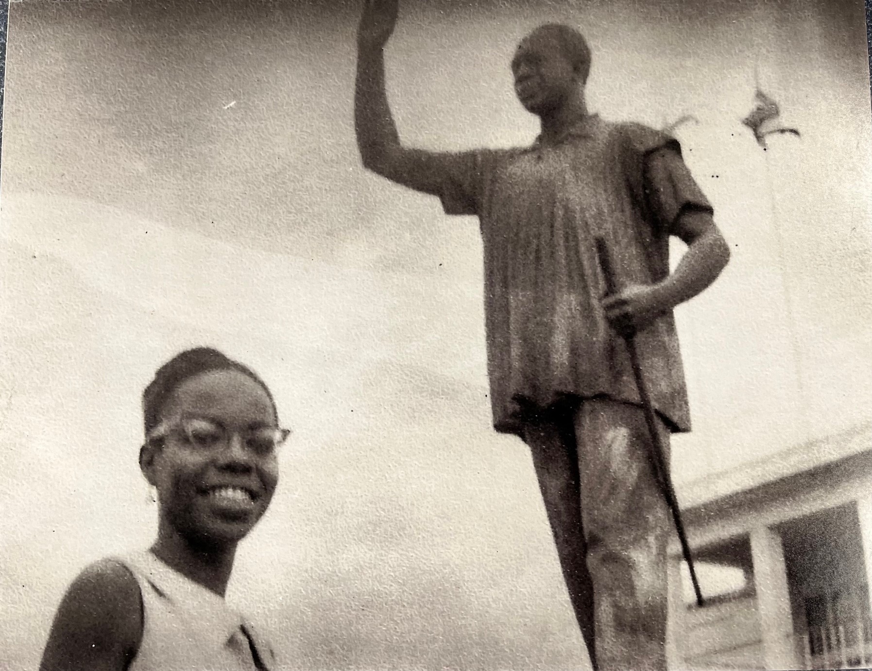 Alice Windom Next To Statue Of Nkrumah 1963