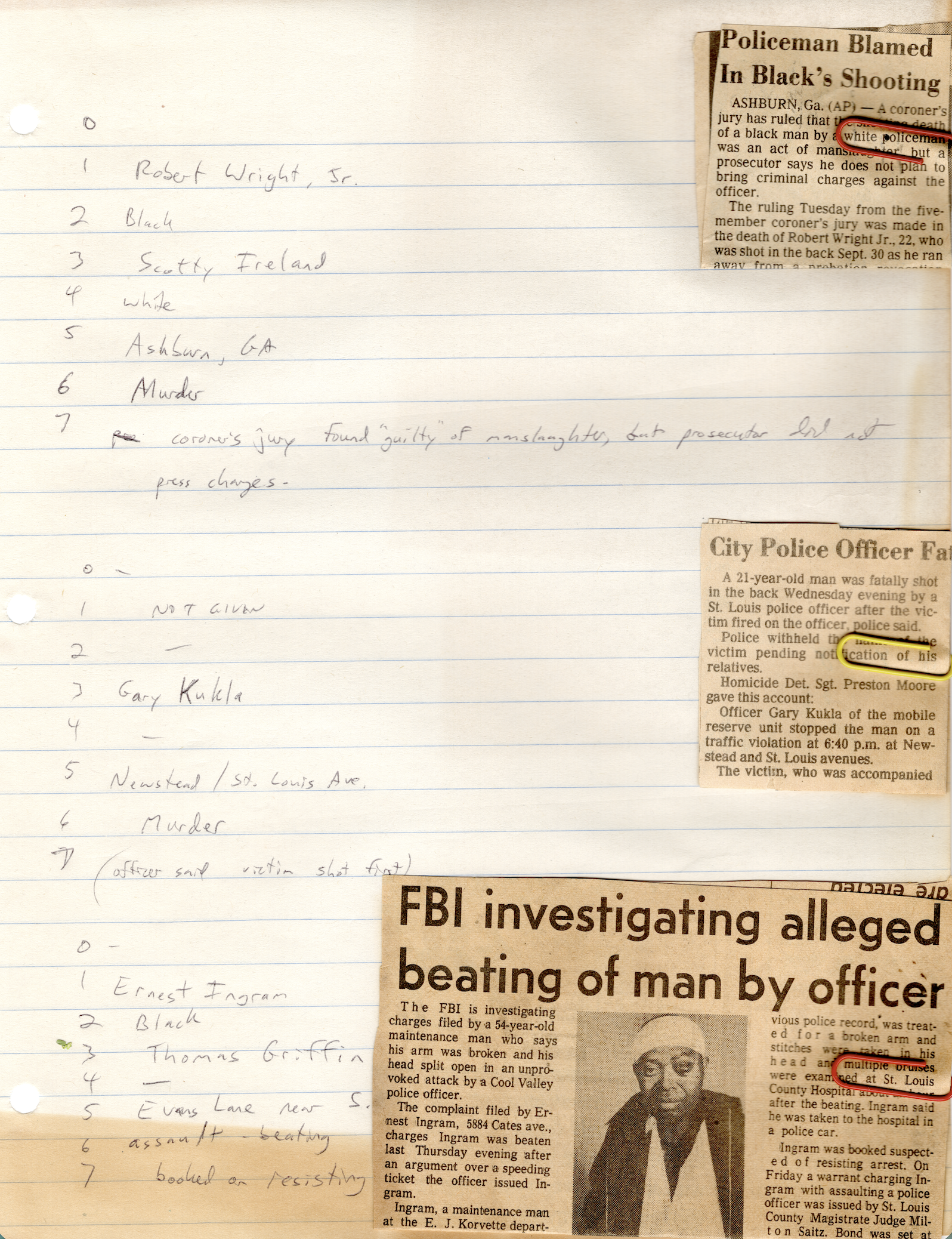 University of Missouri, St. Louis (UMSL) Police Brutality Student Project, 1990