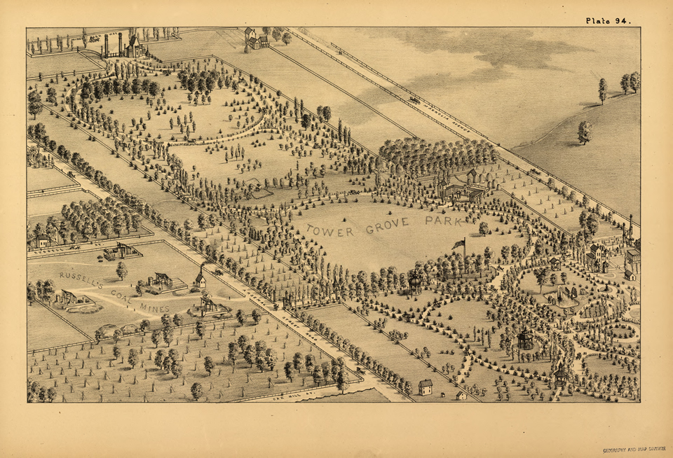 Map of Tower Grove Park from the 1800s'.