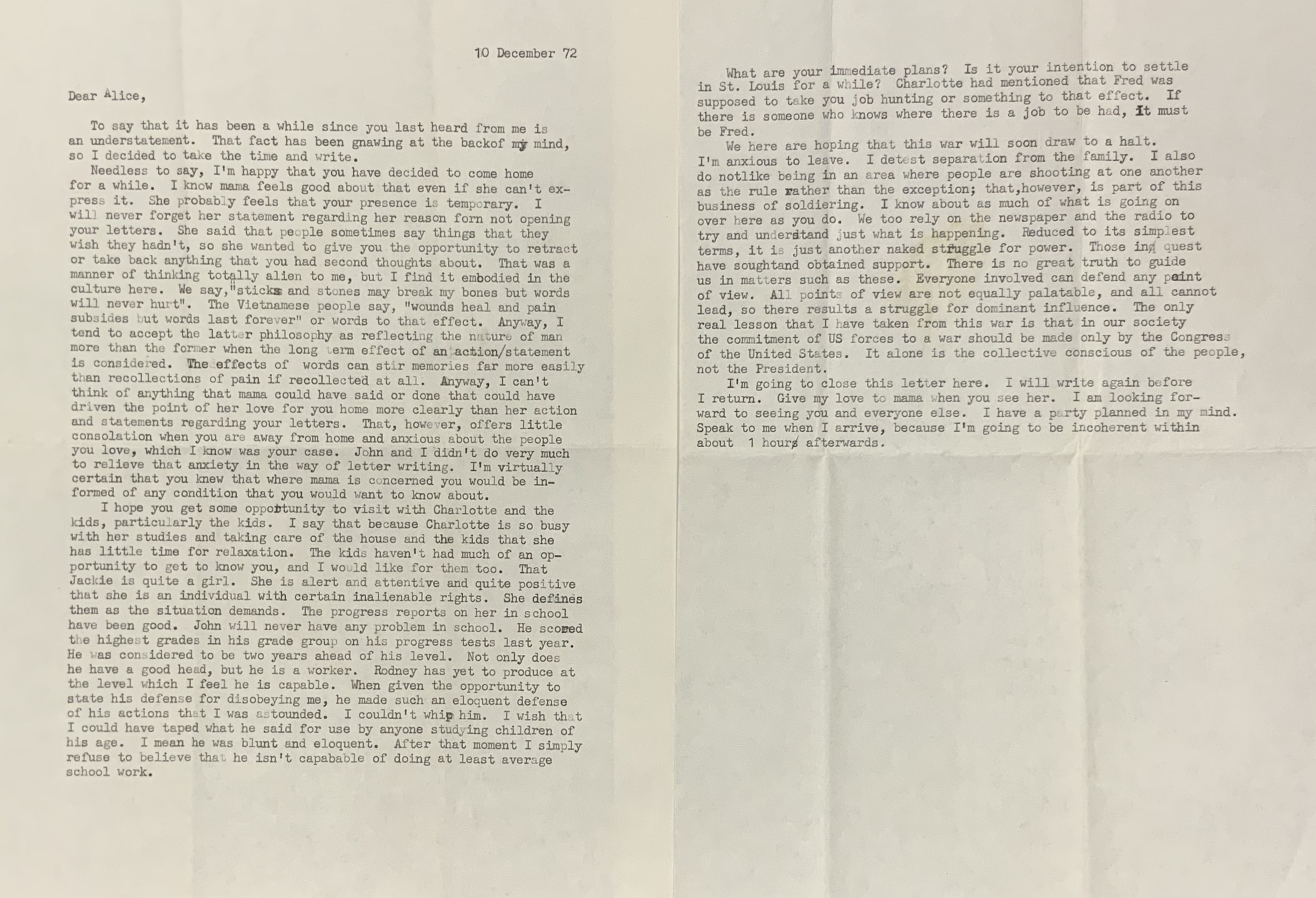 Letter to Alice from Jack