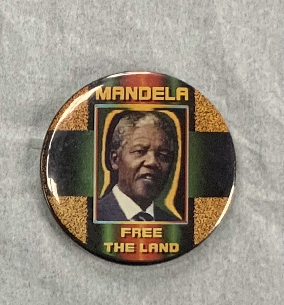 Anti-Apartheid Button. From the Griot Museum of Black History, Alice Windom Collection.