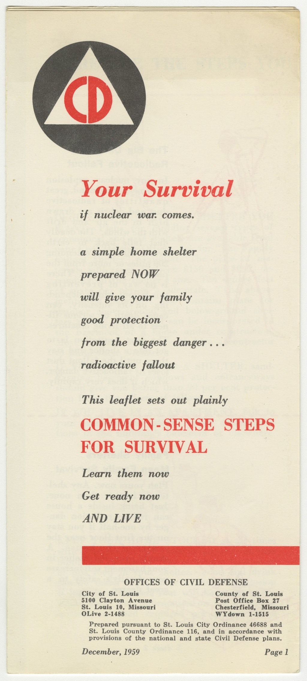 Nuclear War Preparedness Pamphlet Issued to St. Louis City and County