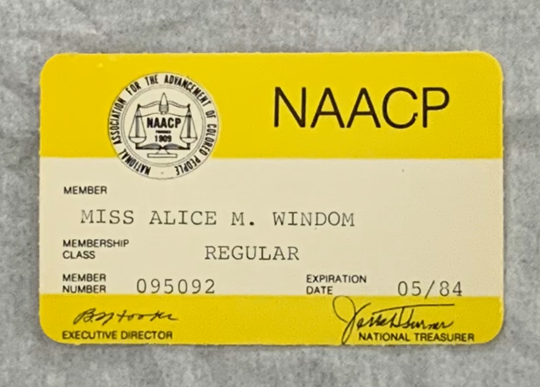 Alice Windoms 1984 NAACP membership card