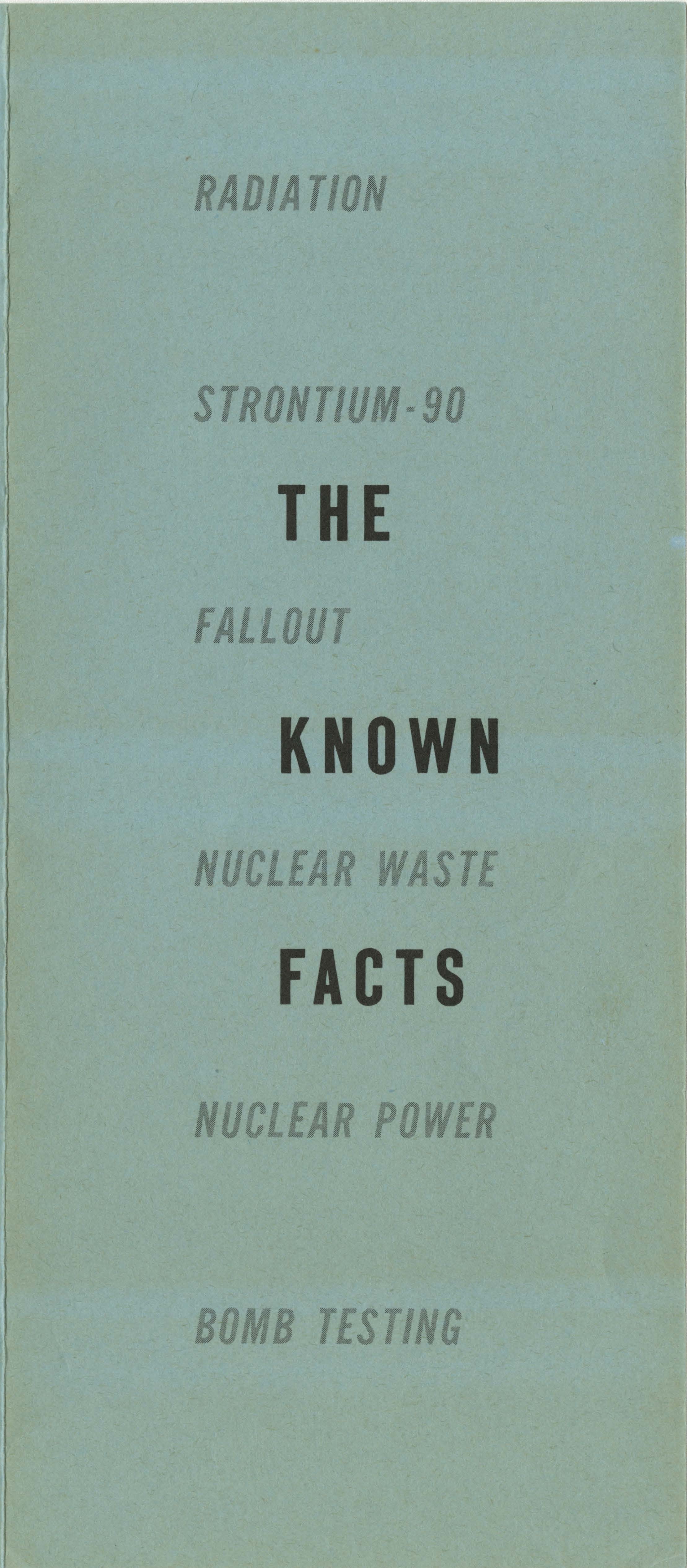 Scanned side of a pamphlet titled "The Known Facts."