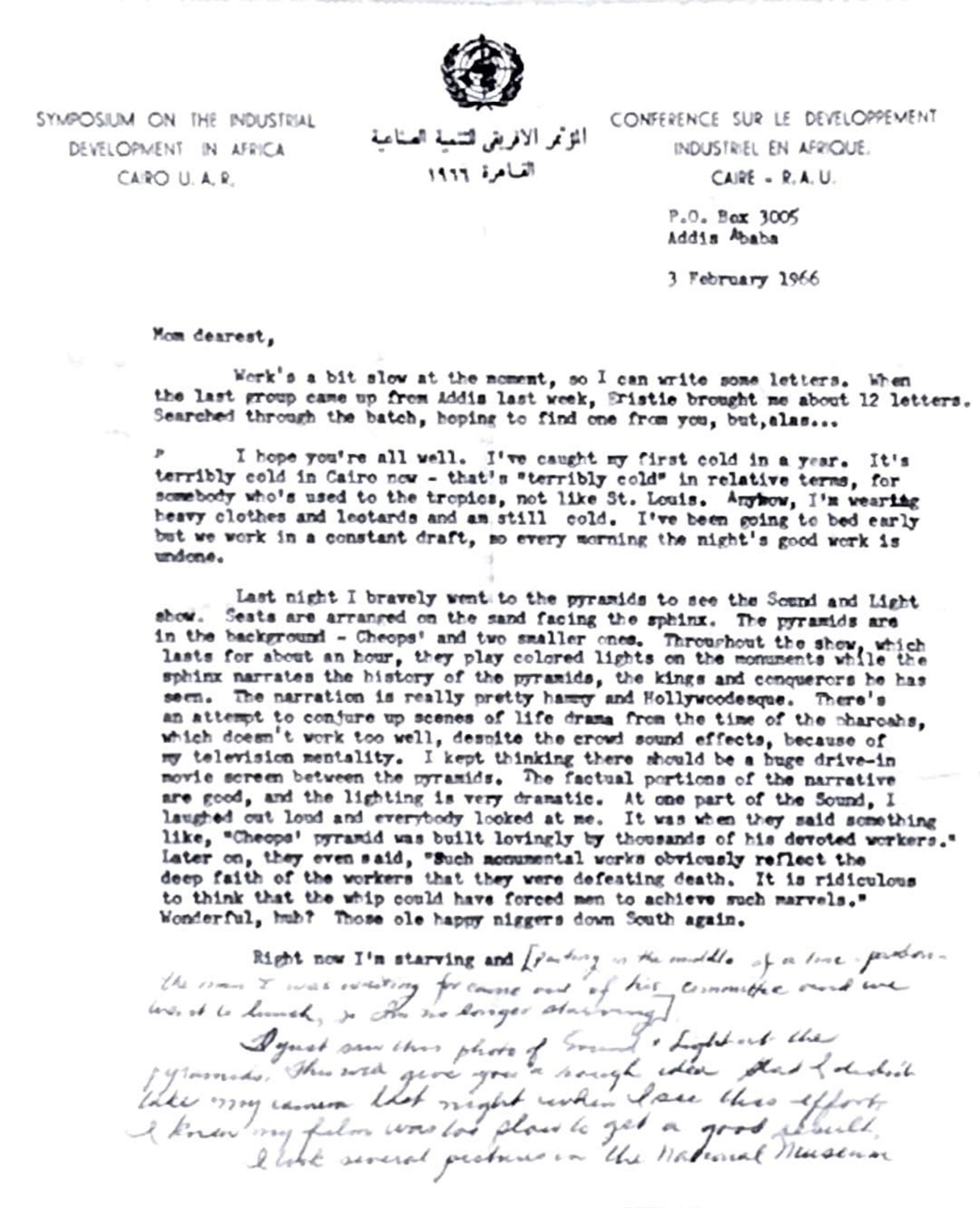 Letter from Alice to her mother