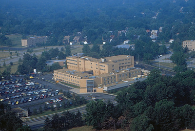 Aerial View Of Normandy Osteopathic Hospital Looking South West, C. Late 1970s-Early 1980s (Original Slide In MU Archives at Columbia) 5016. From the University of Missouri, St Louis Library archives. 