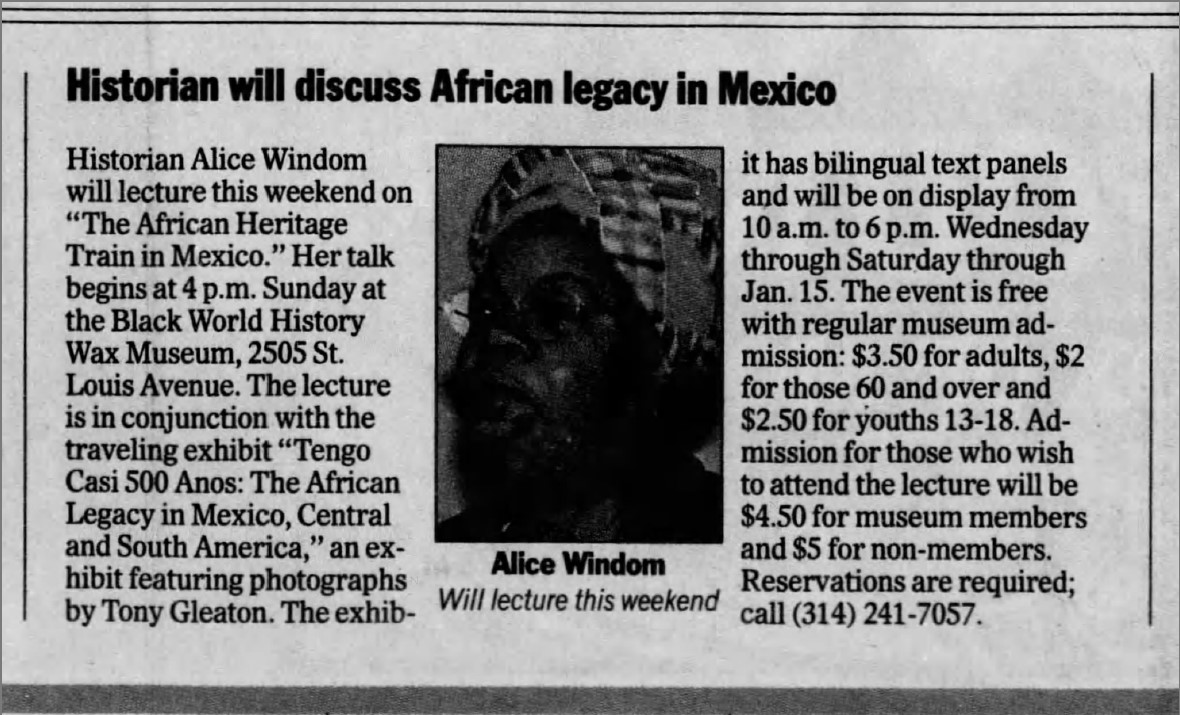 "Historian will discuss African legacy in Mexico," 1998