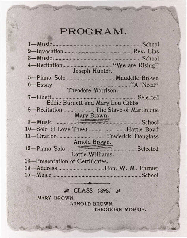 Program for Douglass Class of 1898, Closing Exercises