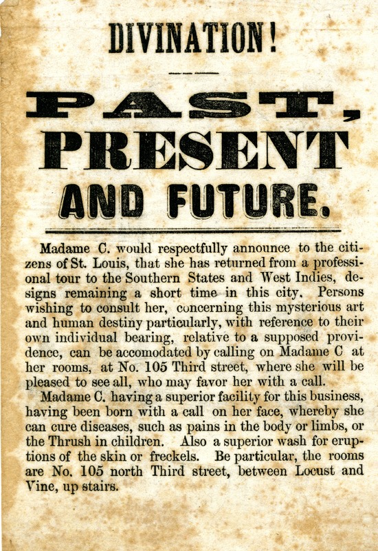 Circular Announcing the Return of "Madame C.," 1850S