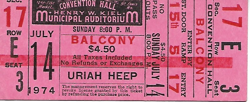 Uriah Heep at the Kiel Municipal Auditorium 1974 Concert Ticket