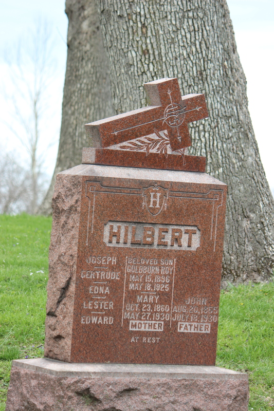 Red Granite Gravestone with Cross