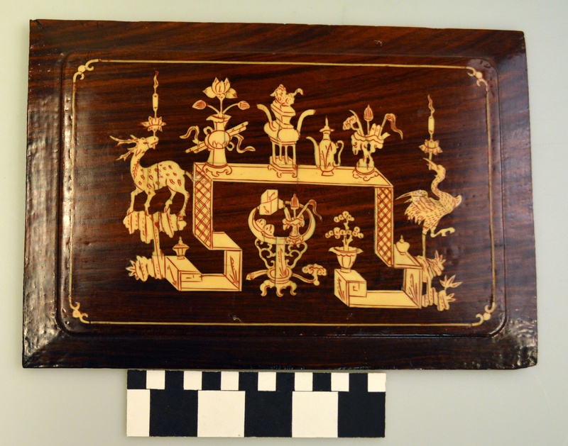 Small Carved Panel Inlayed with Ivory from the Chinese Pavilion at the 1904 World's Fair