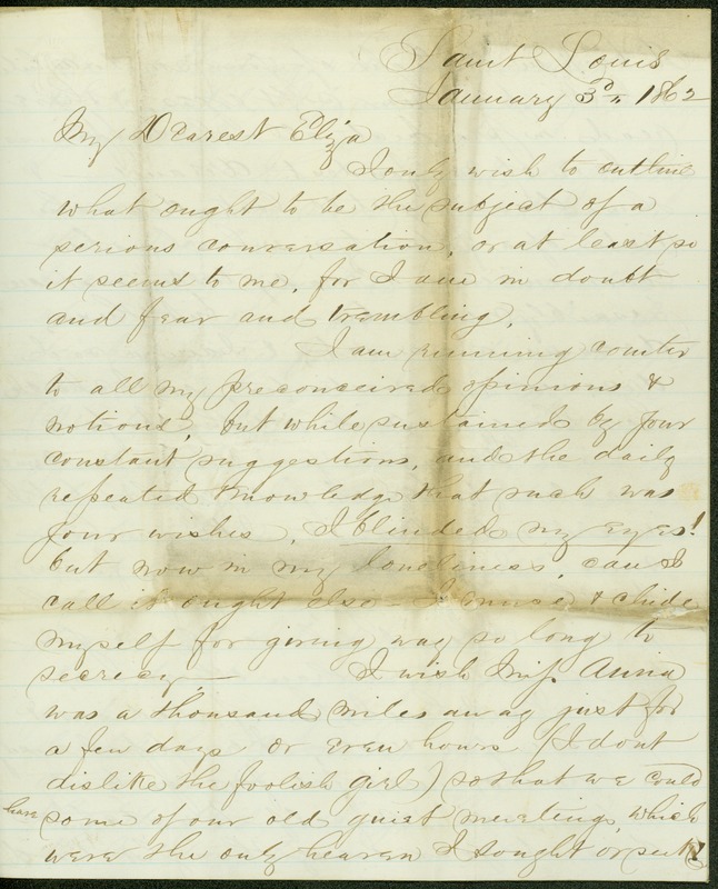 Letter from James E. Love, St. Louis, to Molly, January 3, 1862