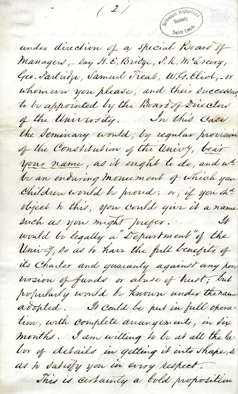 Partial Letter Signed W.G. Elliot to H.E. Bridge, 1858-1859