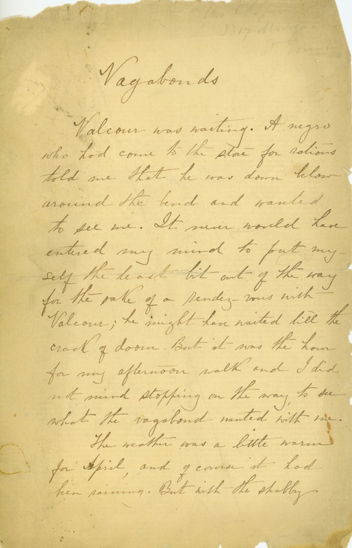 Original Manuscript of Short Story, "Vagabonds," by Kate Chopin, 1895