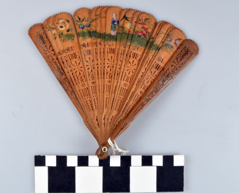 Souvenir Wooden Folding Fan from the Chinese Pavilion at the 1904 World's Fair