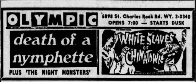 Olympic Drive-In Advertisement – August 11th, 1967