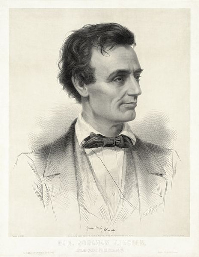 “An 1860 lithograph of a young Lincoln”
