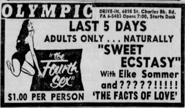 Olympic Drive-In Advertisement – August 21st, 1964