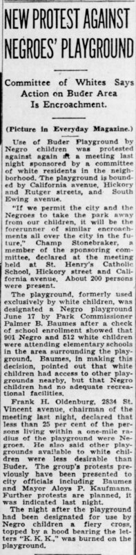 “New Protest Against Negroes’ Playground”