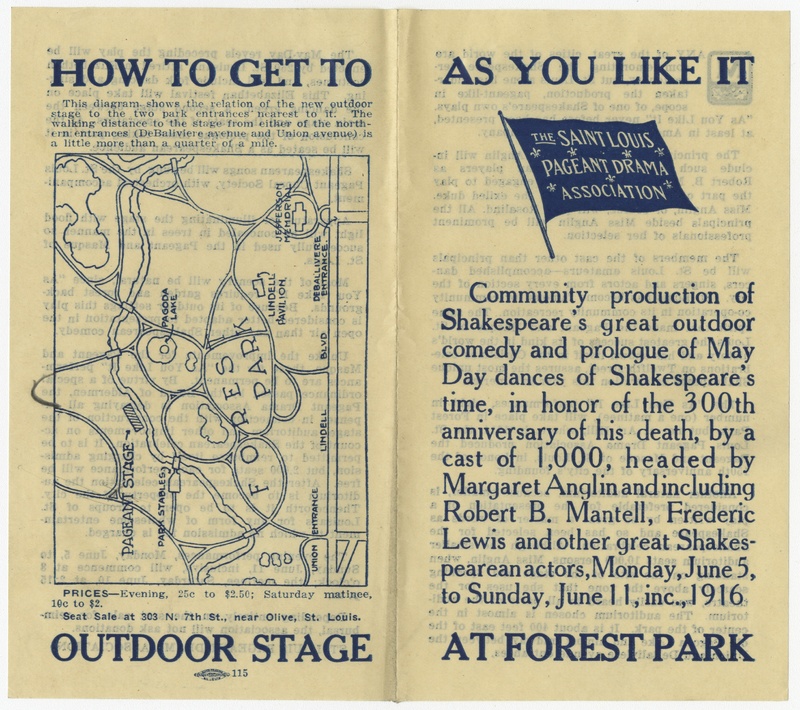 Flier and Map for "As You Like It" Performance