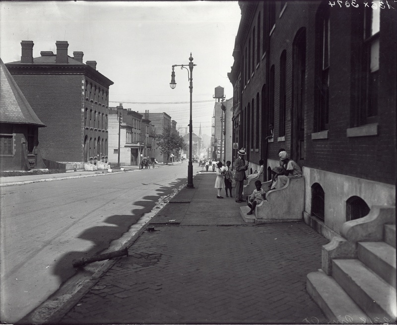 African American Family on Stoop Outside 2318 Pine Street