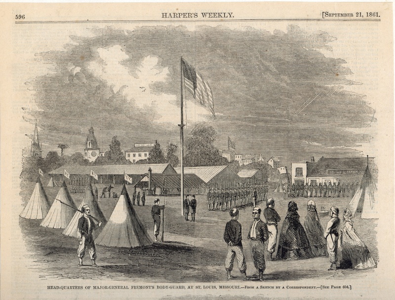 "Head-Quarters of Major-General Fremont's Body-Guard at St. Louis, Missouri"