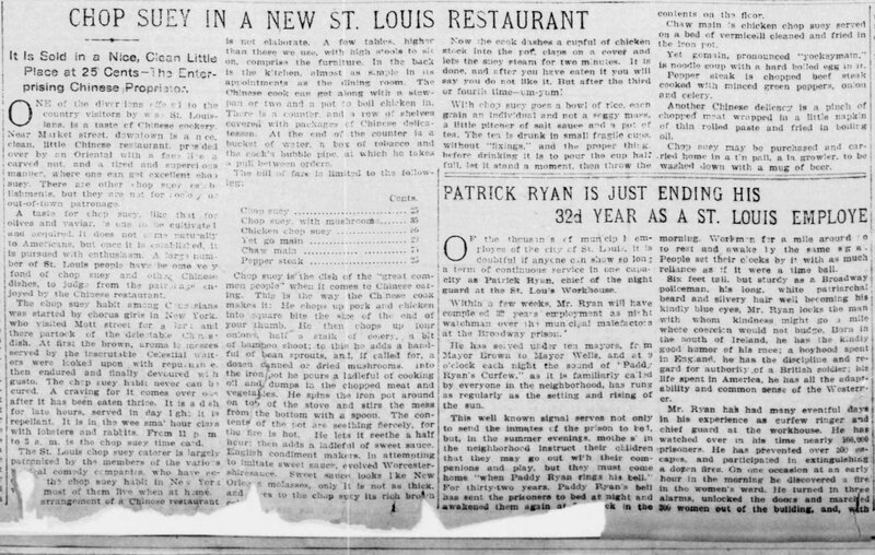 Newspaper Article: "Chop Suey in a New St. Louis Restaurant"