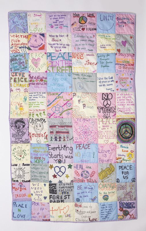 Quilt Decorated by Community College Students in Response to Events in Ferguson