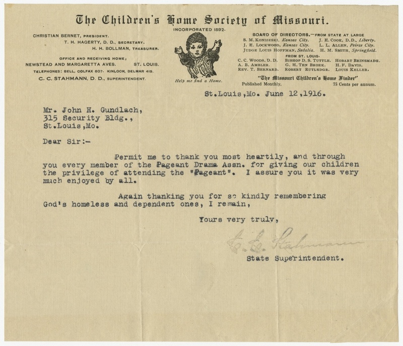 Thank-You Note from Children's Home Society of Missouri