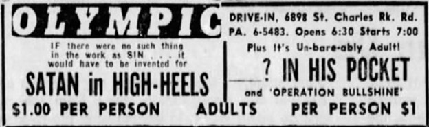 Olympic Drive-In Advertisement – October 31st, 1964