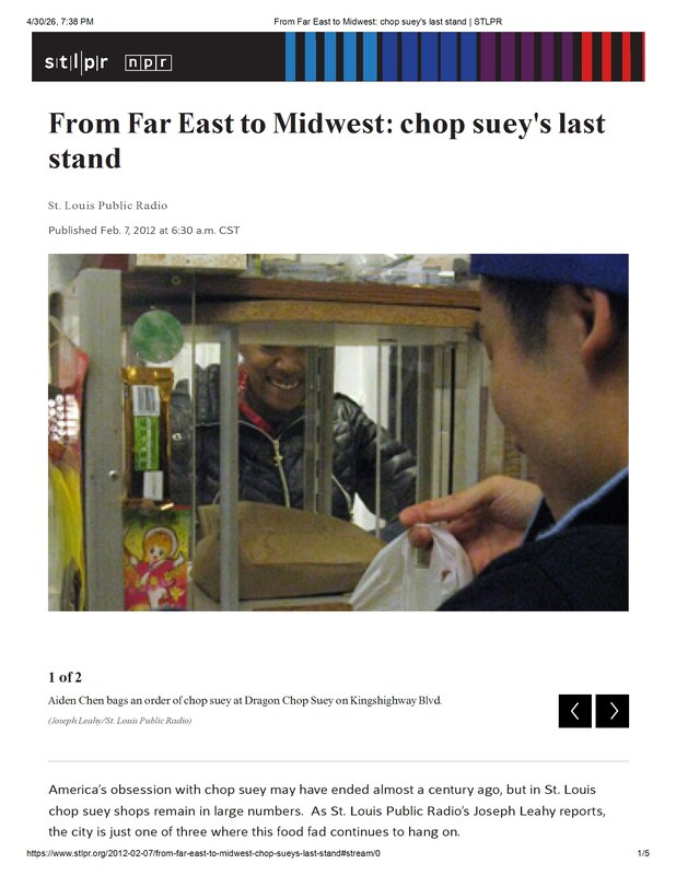 Newspaper Article: "From Far-East to Midwest: Chop Suey's Last Stand"