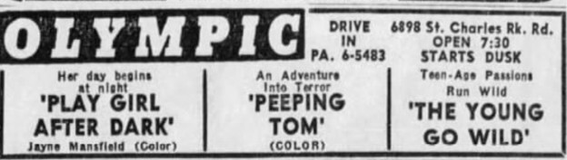 Olympic Drive-In Advertisement – May 15th, 1963