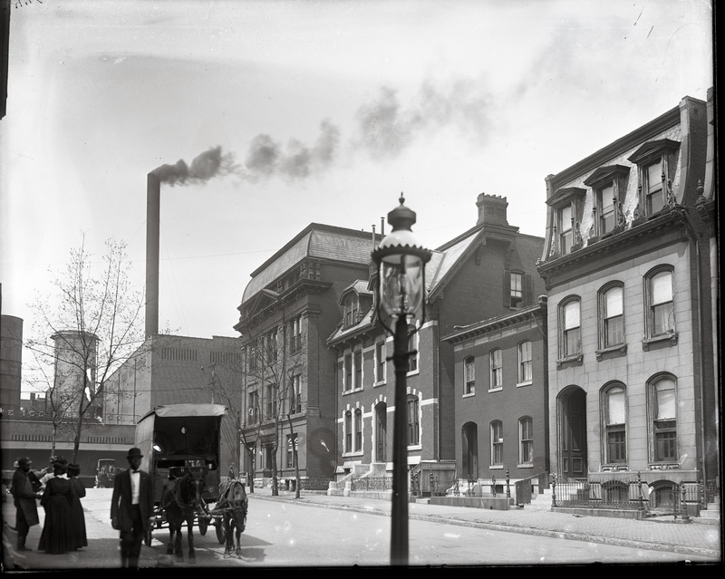 Lawton Street Looking West to Beaumont. Polar Wave Ice And Fuel Company, Beaumont Medical College, And the Home of Doctor Gustavus H. E. Baumgarten in the Background