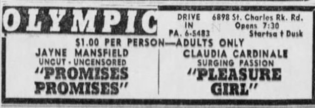 Olympic Drive-In Advertisement – June 6th, 1964