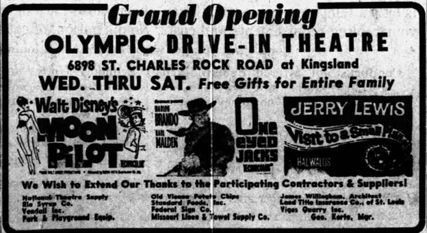 Olympic Drive-In Advertisement – August 15th, 1962