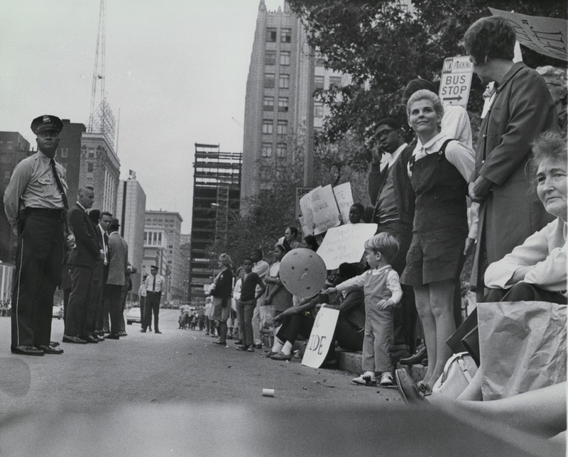 Protestors at 1969 Veiled Prophet Parade