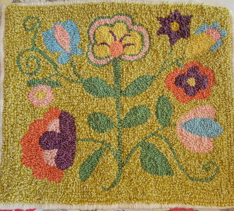 Hooked Floral Rug Handmade by Jo Gallo