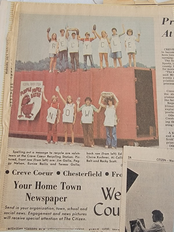 Newspaper Clipping: Creve Coeur Newspaper Recycling Plant