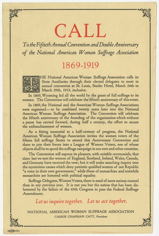 Invitation for the Fiftieth Annual Convention and Double Anniversary of the National American Woman Suffrage Association