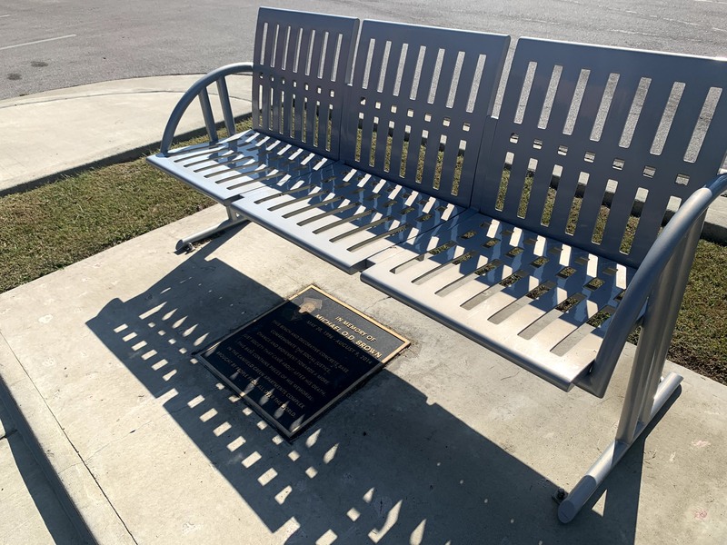 Michael Brown Memorial Bench at the Center
