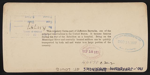 National Cemetery, Jefferson Barracks, St. Louis, Mo. U.S.A.-Back