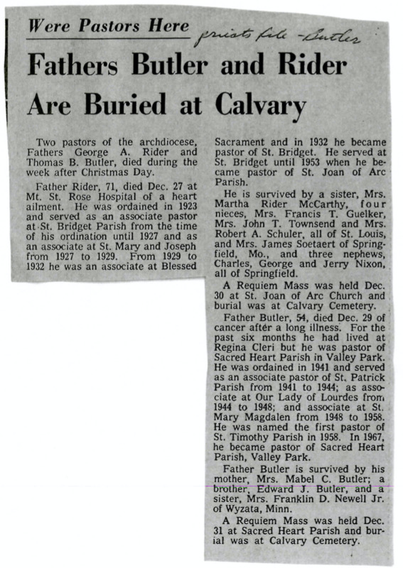 Butler and Rider Buried at Calvary