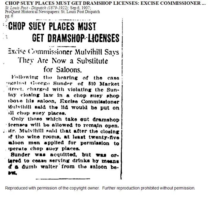 Newspaper Article: "Chop Suey Places Must Get Dramshop Licenses"