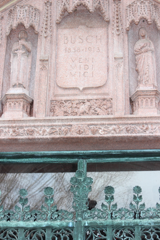 Busch Carving with Hops, Grapes, Gnome, and Squirrel