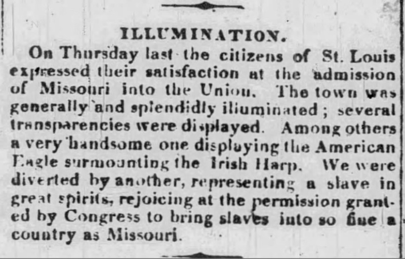 "Illuminations", Missouri Gazette and Public Advertiser, April 5, 1820