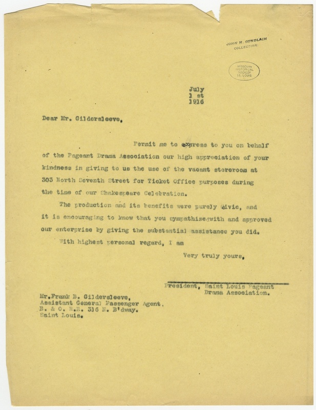 Letter to Frank Gildersleeve