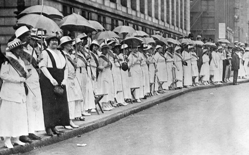 Photograph of the "Golden Lane" Suffragists