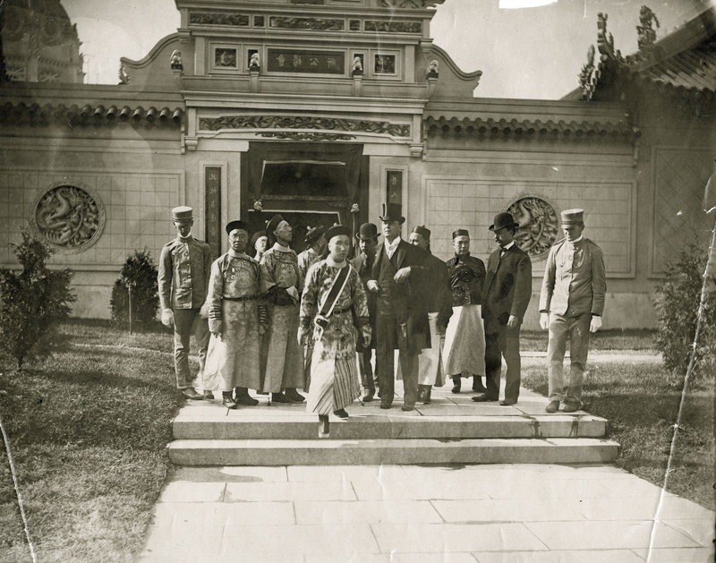 Chinese officials visiting the Chinese Pavilion at the 1904 World's Fair