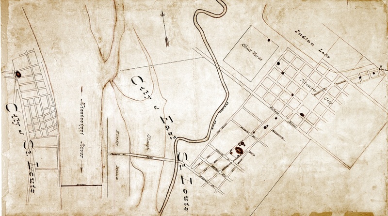 Cahokia Mounds Group [Powell Mound] Showing the East St. Louis Mound Group and Big Mound [Patrick Map #3] [Post-Conservation]